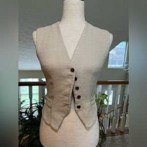 Vintage Nardio of Dallas Women's Raw Silk Beige Ecru Vest Modern Size XS